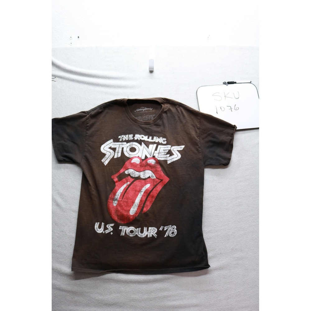 Rolling Stones T Shirt Mens Large Brown US Tour 78 Tongue Graphic Short Sleeve